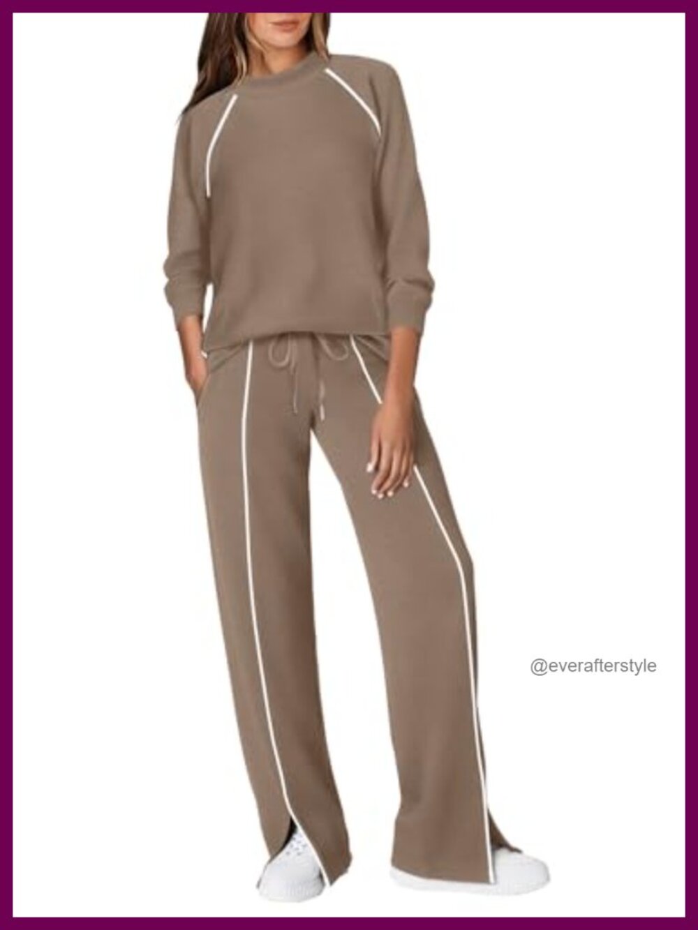 Women's 2 Piece Sweat Set Mock Neck Long Sleeve Top & Pants